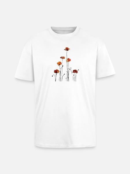 Poppies Silhouette Design - Unisex Oversized Heavyweight T-shirt - white