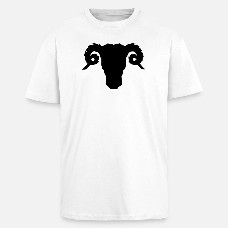 Bock- oder Rammkopfschattenbild - Oversized Heavyweight Unisex T-Shirt - Weiß
