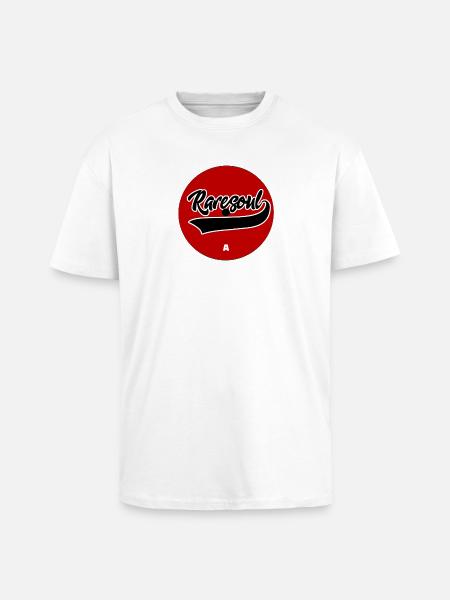Rare Soul Vinyl Record Label Red Side A - Unisex Oversized Heavyweight T-shirt - white