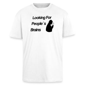 Looking For People’s Brains - Sherlock - T-shirt unisexe oversize épais - blanc - Devant - Alina (178cm) & Michal (187cm)
