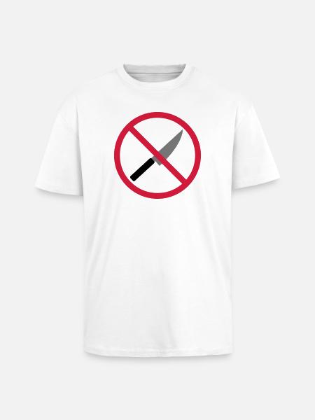 Forbidden sign knife - Unisex Oversized Heavyweight T-shirt - white