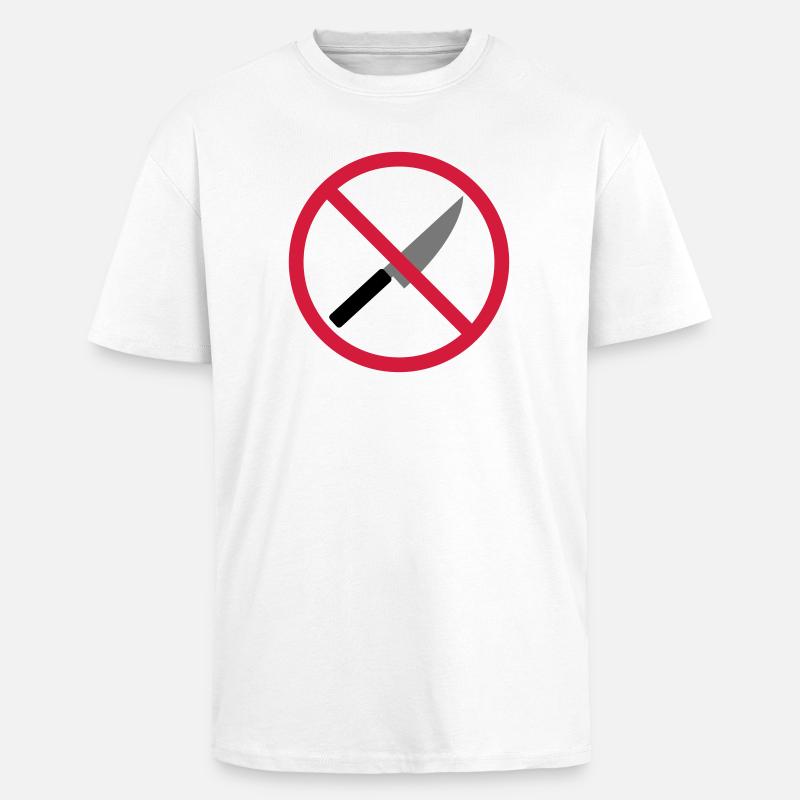 Verboten Schild Messer - Oversized Heavyweight Unisex T-Shirt - Weiß