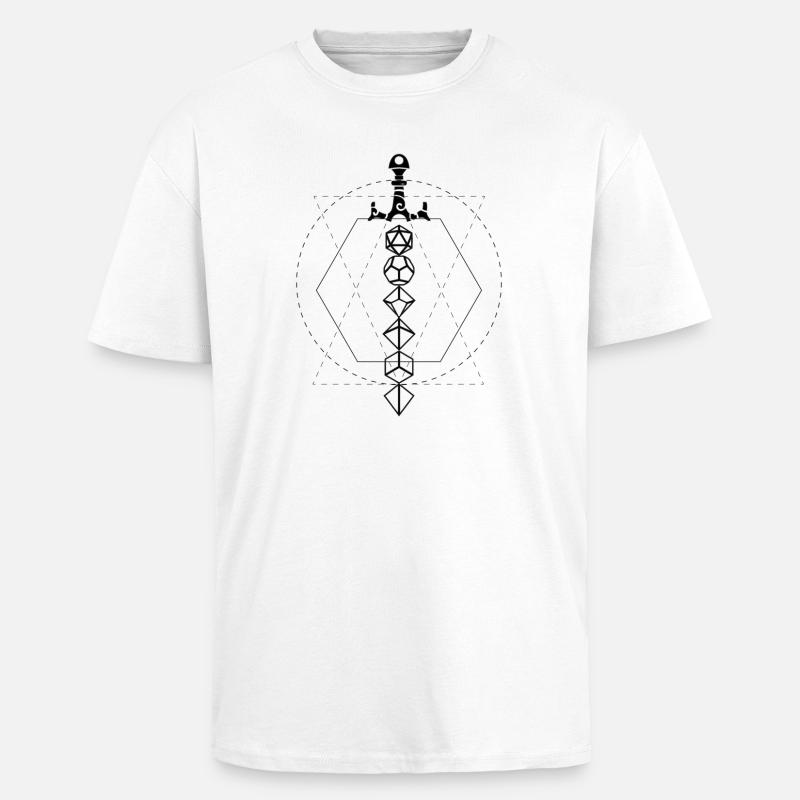 Épée de dés de donjon - T-shirt unisexe oversize épais - blanc