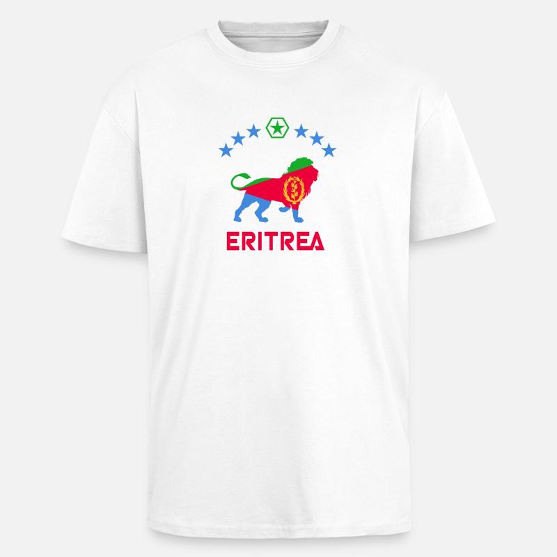 Conception de lion d'Érythrée - T-shirt unisexe oversize épais - blanc