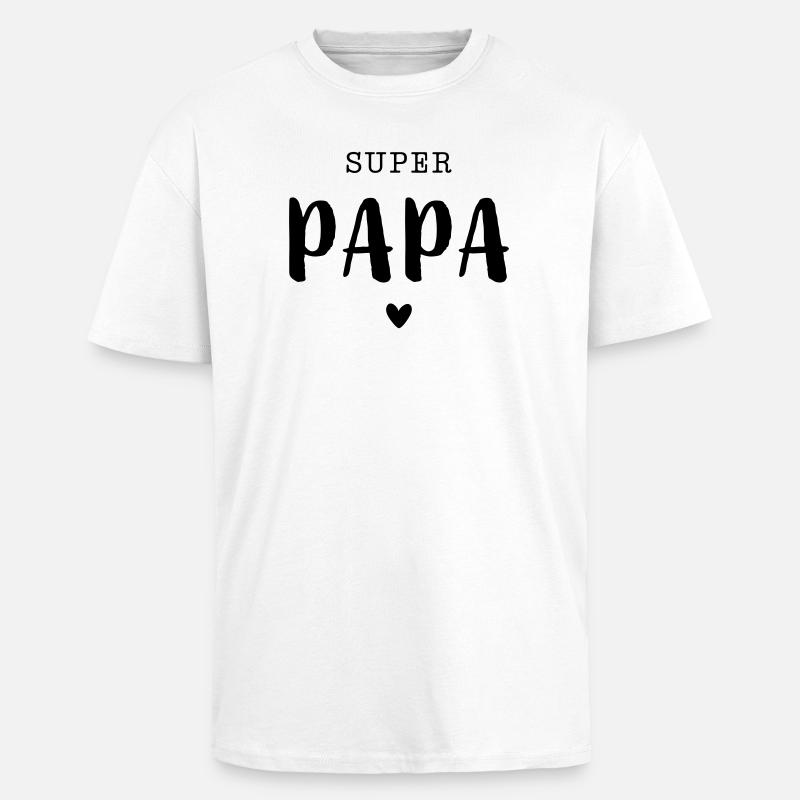 Super Papa mit Herz - Oversized Heavyweight Unisex T-Shirt - Weiß