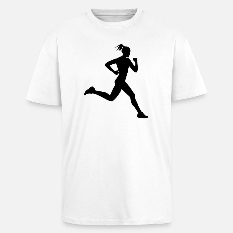 Läuferin oder Läuferin beim Laufen - Oversized Heavyweight Unisex T-Shirt - Weiß