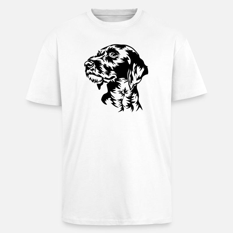 German Wirehaired Pointer head - Unisex Oversized Heavyweight T-shirt - white