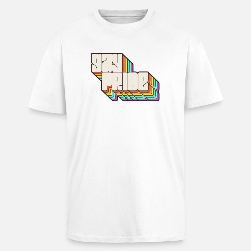 Gay Pride Rainbow Shadow Statement - Unisex Oversized Heavyweight T-shirt - white