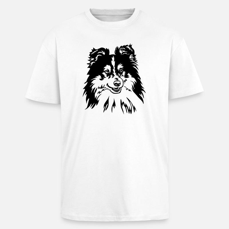 Sheltie Kopf - T-shirt unisexe oversize épais - blanc