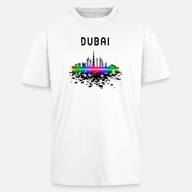 Dubai Skyline Splash Design / Geschenk - Oversized Heavyweight Unisex T-Shirt - Weiß