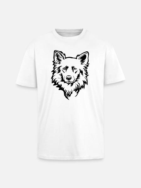 Harzer Fuchs (Atldeutscher Hütehund) head - Unisex Oversized Heavyweight T-shirt - white