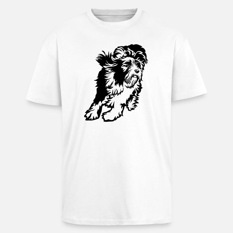 Bearded Collie - Oversized Heavyweight Unisex T-Shirt - Weiß