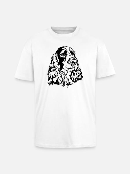 English Springer Spaniel Head - Unisex Oversized Heavyweight T-shirt - white