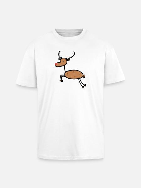 Funny reindeer Christmas - Unisex Oversized Heavyweight T-shirt - white