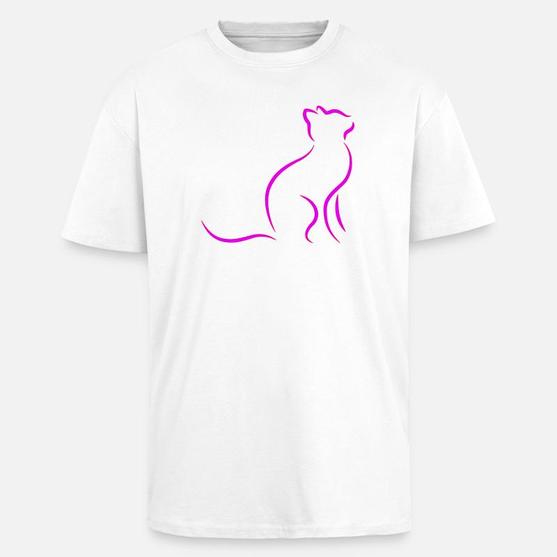 chat - T-shirt unisexe oversize épais - blanc