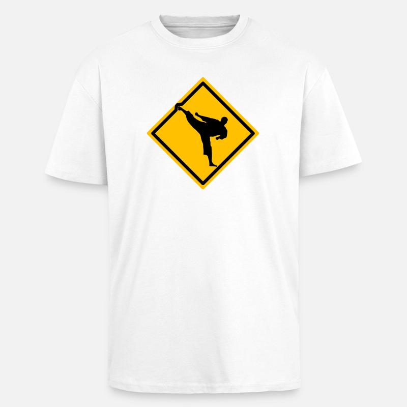 Karate Warnschild Yokogeri - Oversized Heavyweight Unisex T-Shirt - Weiß