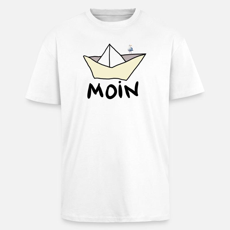 Papierboot am Strand mit Möwe - Oversized Heavyweight Unisex T-Shirt - Weiß