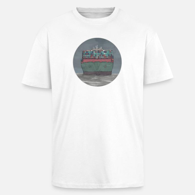 container ship - Unisex Oversized Heavyweight T-shirt - white