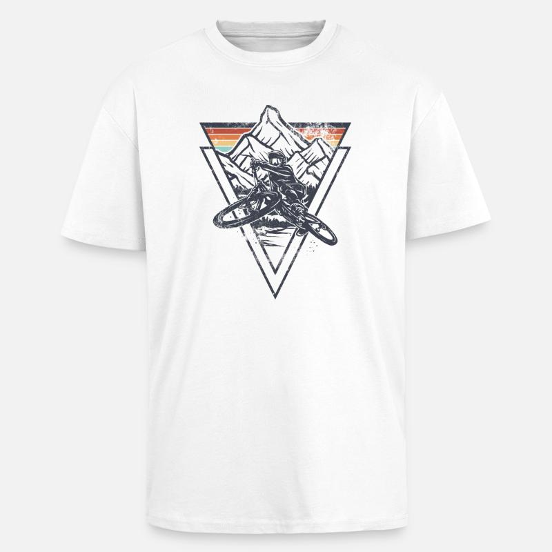 Coucher de soleil en géométrie sommitale - T-shirt unisexe oversize épais - blanc