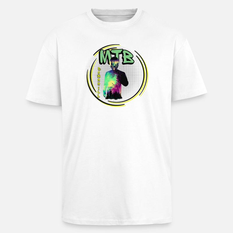 MTB Downhill mit Biker - Oversized Heavyweight Unisex T-Shirt - Weiß