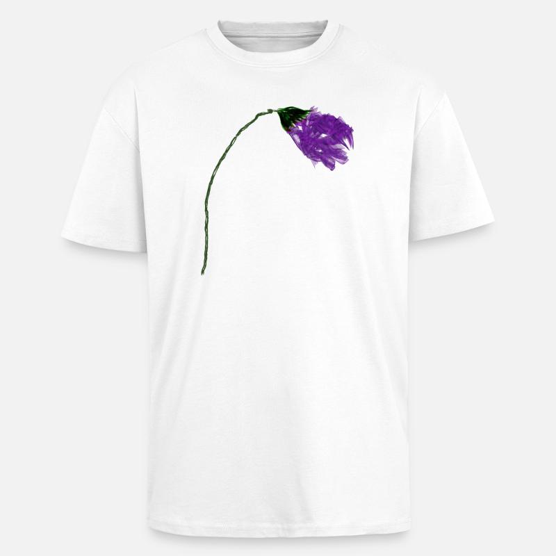 Fleur de violette à surface abstraite - T-shirt unisexe oversize épais - blanc