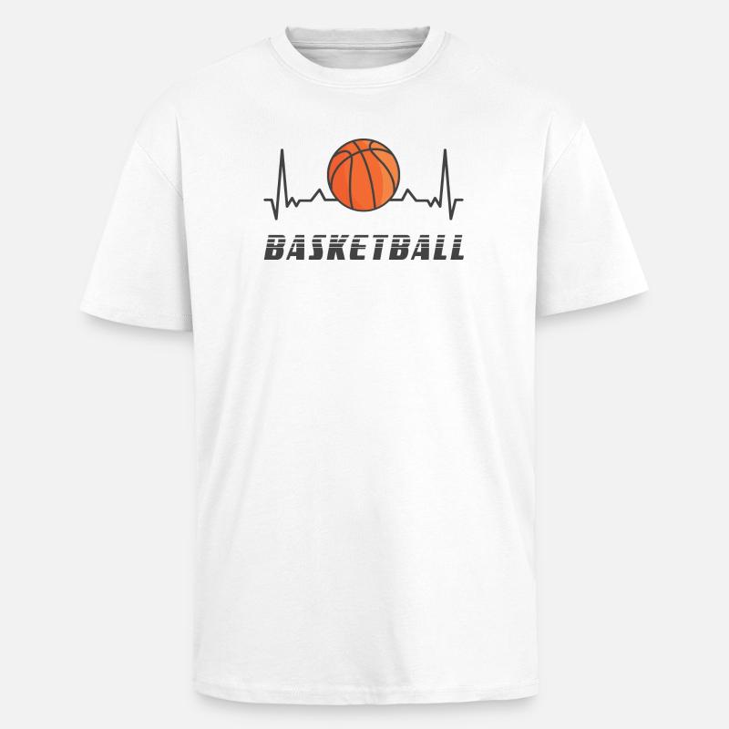 Basketball Herzfrequenz Design - Oversized Heavyweight Unisex T-Shirt - Weiß