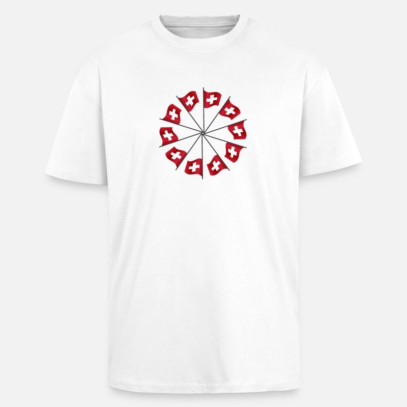 Schweizerfahnen | Swiss flags - Oversized Heavyweight Unisex T-Shirt - Weiß