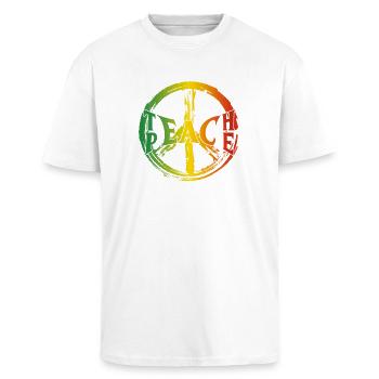 Enseigner la paix - T-shirt unisexe oversize épais - blanc - Devant - Alina (178cm) & Michal (187cm)