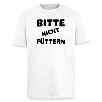 Bitte nicht füttern - Oversized Heavyweight Unisex T-Shirt - Weiß - Vorne - Alina (178cm) & Michal (187cm)