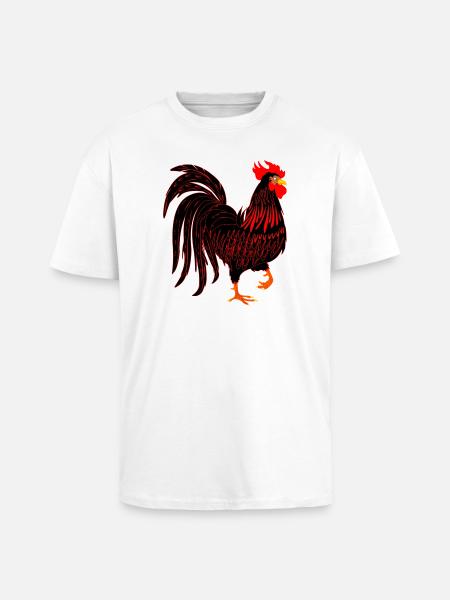 Schwarzer Hahn Coq - Oversized Heavyweight Unisex T-Shirt - Weiß