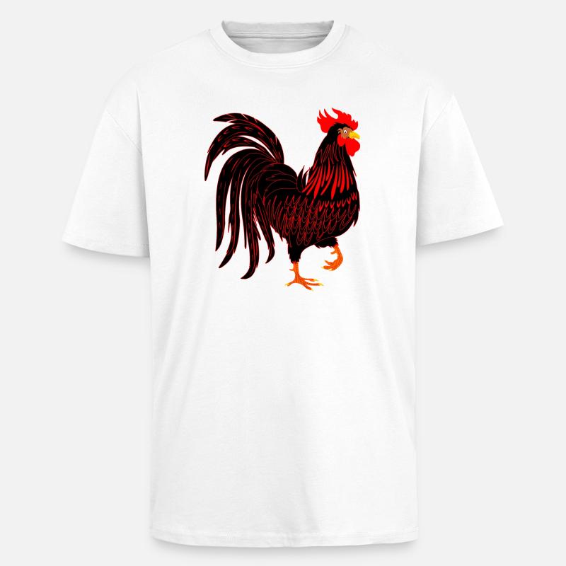Schwarzer Hahn Coq - Oversized Heavyweight Unisex T-Shirt - Weiß