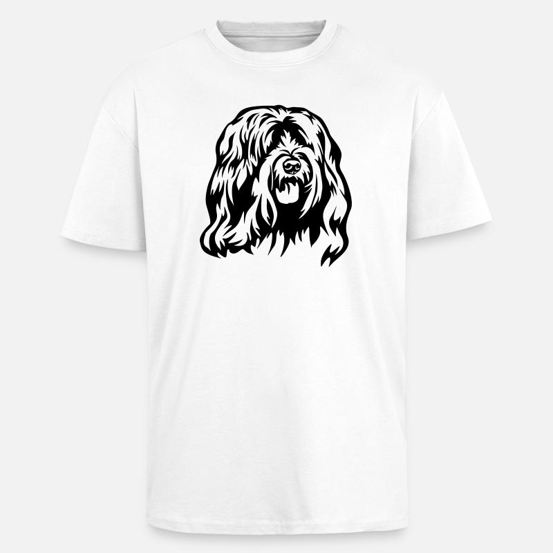 Tibet Terrier Kopf - Oversized Heavyweight Unisex T-Shirt - Weiß