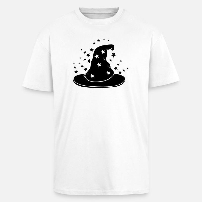 Magical wizard hat with stars - Unisex Oversized Heavyweight T-shirt - white