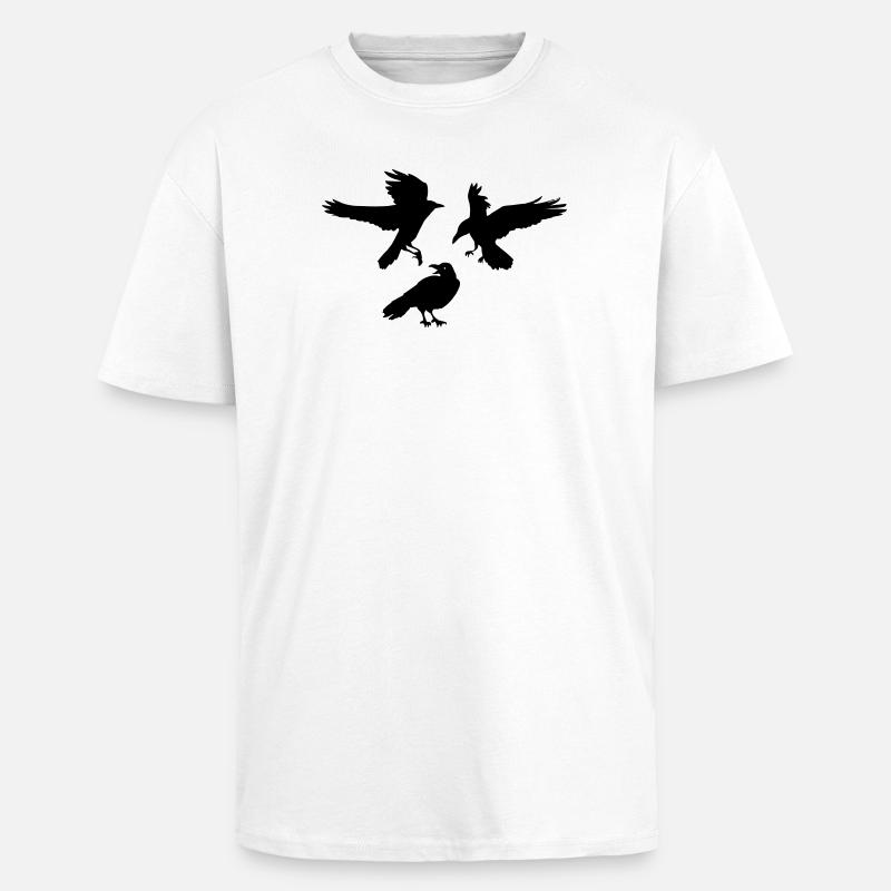 Three raven crows - Unisex Oversized Heavyweight T-shirt - white