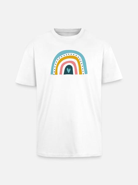 Rainbow with heart - Unisex Oversized Heavyweight T-shirt - white