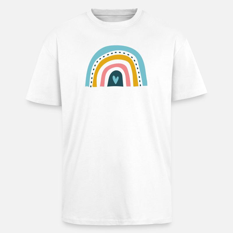 Regenbogen mit Herz - Oversized Heavyweight Unisex T-Shirt - Weiß