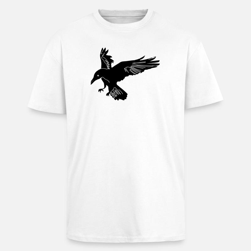 Rabe Hugin - Oversized Heavyweight Unisex T-Shirt - Weiß