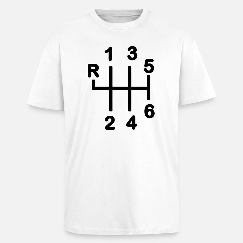 Boîte de vitesses 6 vitesses - T-shirt unisexe oversize épais - blanc