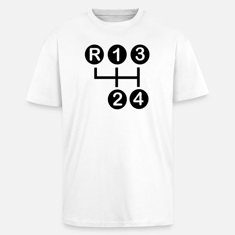 Boîte de vitesses 4 vitesses - T-shirt unisexe oversize épais - blanc