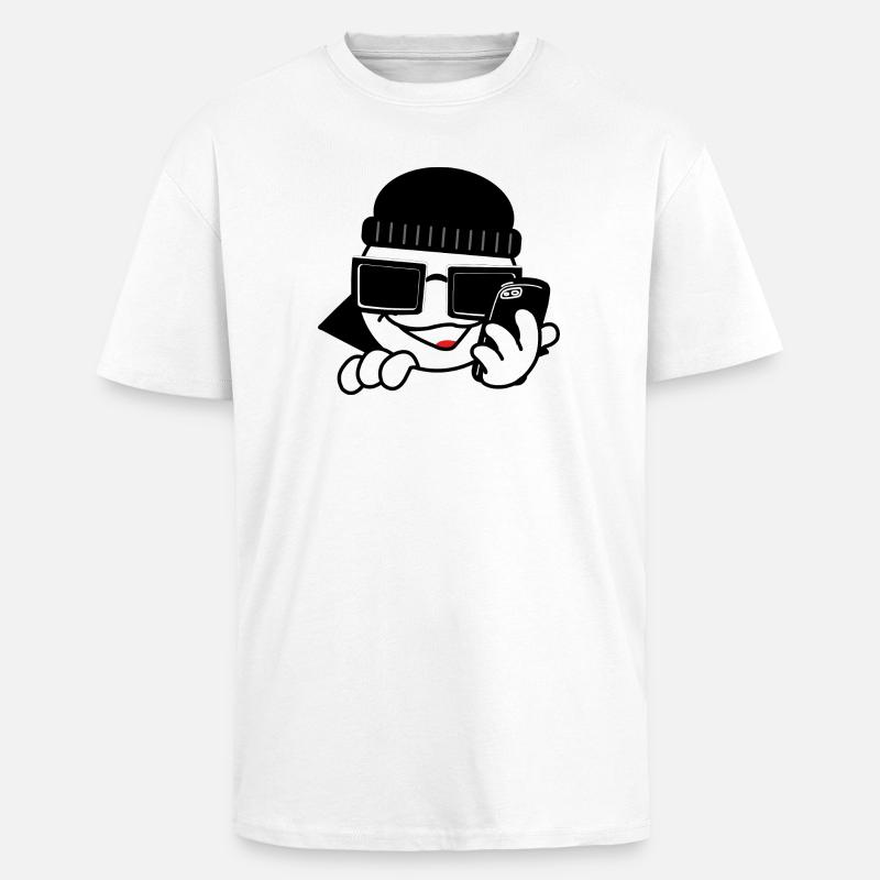 Hacker mit Smartphone und Herzen - Oversized Heavyweight Unisex T-Shirt - Weiß