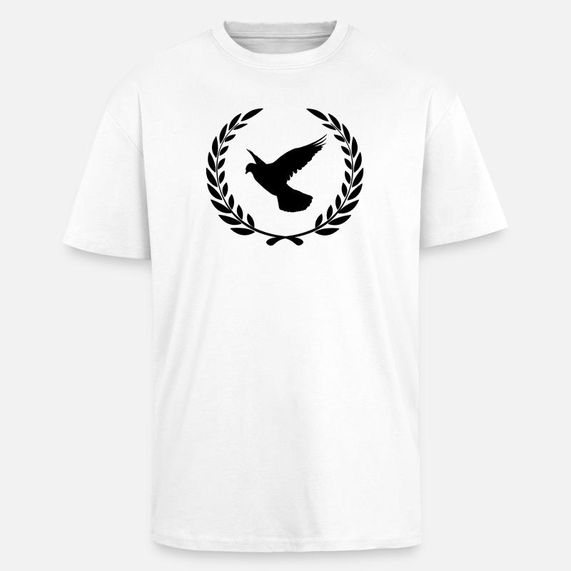 Brieftaube im Lorbeerkranz - Oversized Heavyweight Unisex T-Shirt - Weiß
