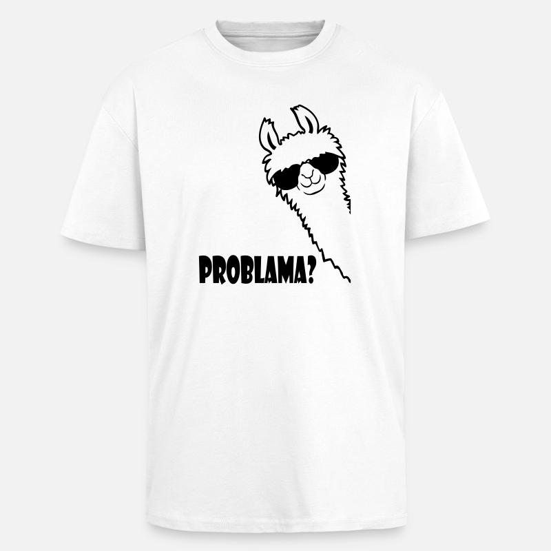 Lama Problama Frage - Oversized Heavyweight Unisex T-Shirt - Weiß