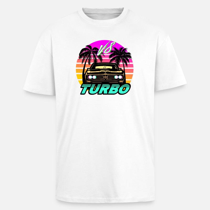 Synthwave Auto Turbo V8 - Oversized Heavyweight Unisex T-Shirt - Weiß