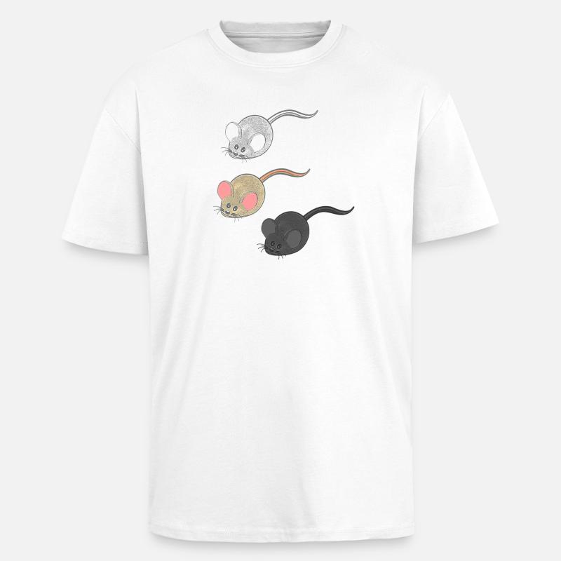geschenkideen mäuse, Drei Mäuse, Mäuse Fan - Oversized Heavyweight Unisex T-Shirt - Weiß