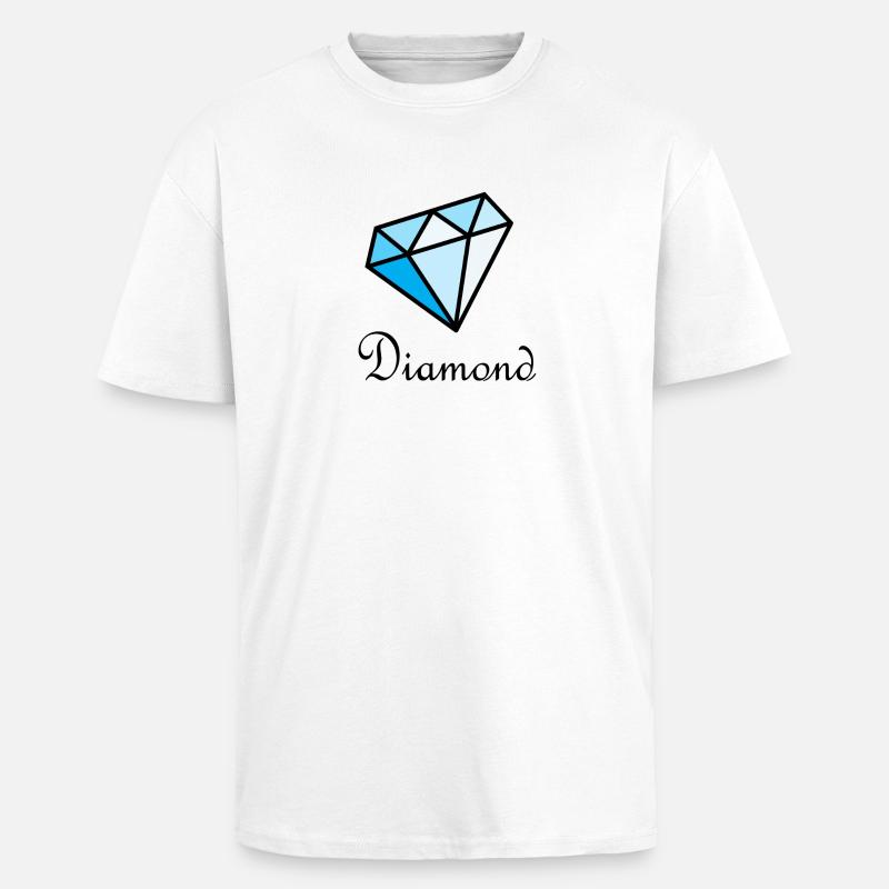 Blauer Geometrischer Diamant - Oversized Heavyweight Unisex T-Shirt - Weiß