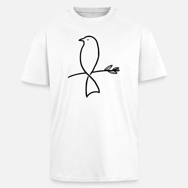 Vogel auf einem Ast - Oversized Heavyweight Unisex T-Shirt - Weiß
