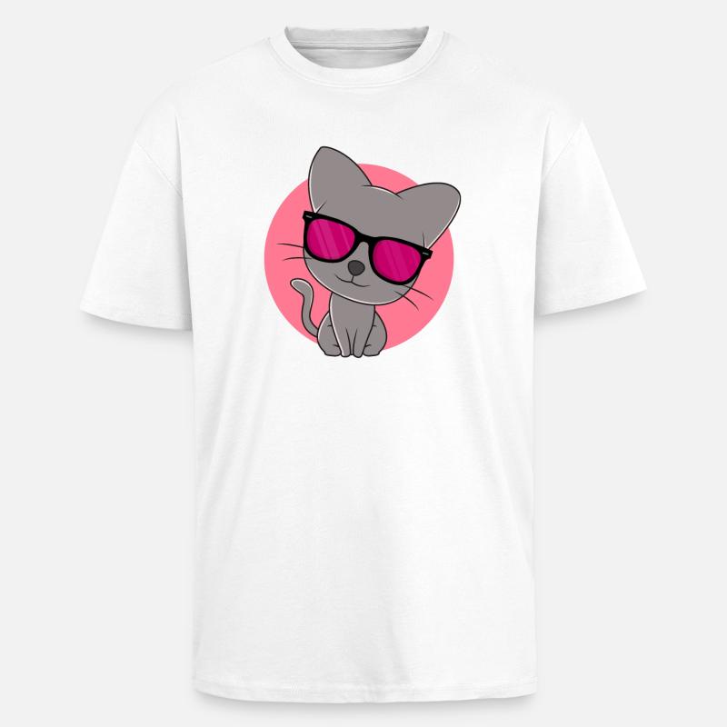 Süßes graues Kätzchen - Oversized Heavyweight Unisex T-Shirt - Weiß