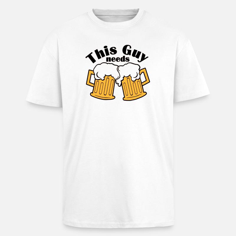 Double chopes de bière Santé Design - T-shirt unisexe oversize épais - blanc