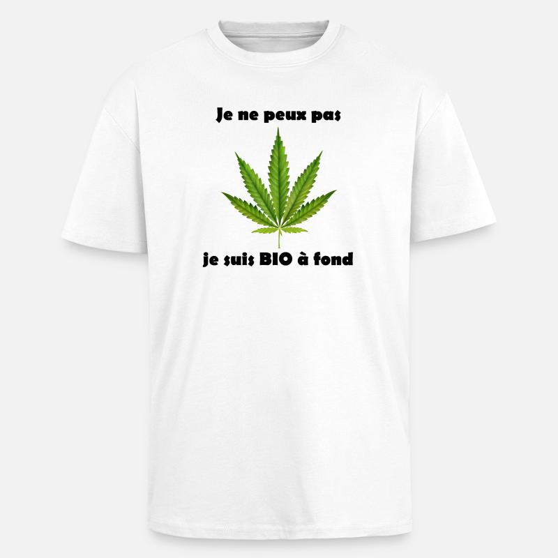Stiliseret cannabisblad til tøj - Unisex oversized heavyweight t-shirt - hvid