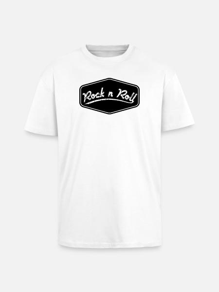 Rock n Roll Shield Shape - Unisex Oversized Heavyweight T-shirt - white